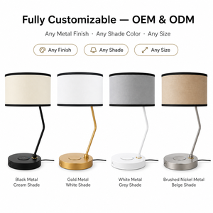 Lampe de chevet moderne avec chargeur sans fil, port USB, abat-jour en tissu, lampe de bureau pour chambre à coucher, hôtel, salon - Product Image 3
