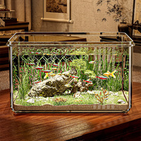 Aquarium à Haute Transparence en Acrylique Durable pour Poissons Rouges et Tortues, Grand Réservoir Écologique Super Clair pour Plantes Aquatiques, Grande Capacité, Usage Intérieur