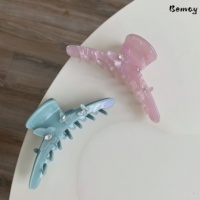 Pince à cheveux Bemay Light Luxury 3D en acétate effet cristal d'eau, motif fleur et papillon arc-en-ciel, pour femme, usage quotidien, pince requin pour l'arrière de la tête, pince à tresses