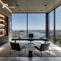 Ventana Abatible Comercial de Alto Rendimiento, Aleación de Aluminio 6063-T5 para Rascacielos, Sistema de Aislamiento Térmico