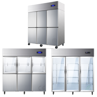 1/2/3/4/6 Porte Air/ direct Système single/double température Réfrigérateur avec porte en verre/Porte en acier inoxydable