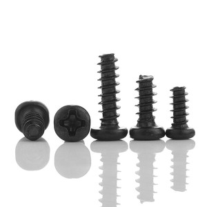 Vis autotaraudeuses à tête ronde en acier au carbone oxydé noir de grade 4.8, à queue plate, M2 M2.5 M3 M3.5 M4 pour plaques et panneaux en plastique - Product Image 2