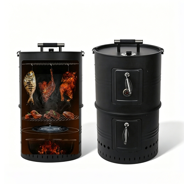 F23 18" Vertical Tower Big Barrel Charcoal Smoker BBQ with Triple Layers Metal Powder Coated