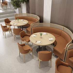 Ensemble de sièges en bois et cuir PU modernes, banquette courbée, adapté aux restaurants et cafés, PERSONNALISÉ, BONNE QUALITÉ - Product Image 2