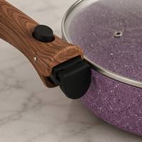 Vente directe d'usine, ensemble de 5 casseroles en aluminium marbré violet, comprenant une plaque à induction et une poignée amovible.