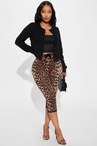 Nuevos Pantalones Capri Ajustados de Cintura Alta con Estampado de <span class=keywords><strong>Lunares</strong></span> Elásticos de Moda de Verano - Product Image 4