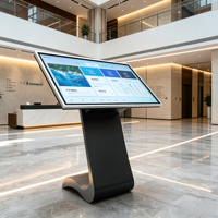 Kiosque tactile capacitif sur pied de type S de 55 pouces pour intérieur, écran 4K, LAN, WIFI, pour hall d'exposition, service interactif d'information