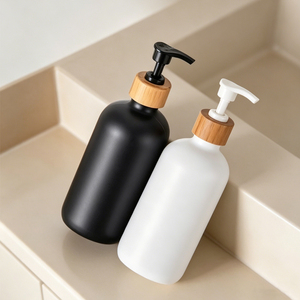 Anneau en bambou noir blanc shampooing en plastique bouteille vide matériau PET pour stocker le shampooing pour emballage cosmétique - Product Image 4