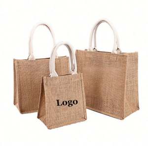Bolsas de Compras Reutilizables con Logotipo Personalizado, Bolsas de Regalo para Bodas, Bolsas de Compras de Yute de Algodón Reciclado para Promoción - Product Image 1