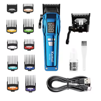 Kemei KM-2796 gunting rambut profesional dengan pisau DLC dan baterai Lithium 4600mAh dan daya besar dengan LCD dengan 2 pisau dalam 1 Set