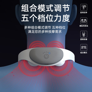 Masseur de cou blanc rechargeable par USB, thérapie par impulsions micro-courantes TENS pour le cou et les épaules, usage domestique - Product Image 2