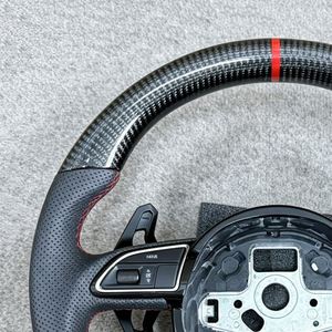 Volant en cuir et fibre de carbone pour <span class=keywords><strong>Audi</strong></span> A1 A3 A4 A5 A6 A7 C5 C6 C7 C7.5 C8 B6 B7 B8 B8.5 B9 8v RS5 RS6 RS7 S5 S6 S7 Q3 - Product Image 6