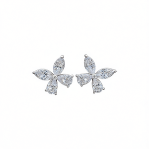 Orecchini in Oro Bianco con Diamanti Taglio Marquise, Colore D Naturale, Certificati GIA, Gioielli Classici da Sposa per Donna - Product Image 1