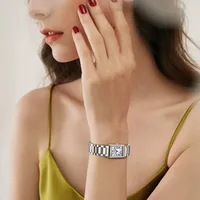 Montre à quartz de luxe pour femme Mark Fairwhale, mini cadran carré, bracelet en acier étanche, ultra-fine 7 mm, montre-bracelet de soirée pour femme FW-3680