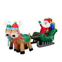 Renne gonflable de Noël de 24 mètres avec LED, en polyester, tirant une traîneau pour livrer des boîtes cadeaux, décoration de jardin