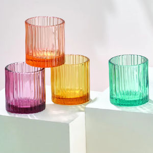 BRANDANI Verres à vin et gobelets modernes en verre côtelé portables, accessoires de bar à domicile, fabriqués en Italie - Product Image 1