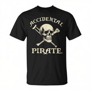 Camiseta Accidental Pirate negra unisex para adultos, talla mediana, diseño humorístico - Product Image 2