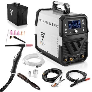<span class=keywords><strong>Saldatrice</strong></span> <span class=keywords><strong>Inverter</strong></span> Digitale AC/DC TIG 3in1 con Schermo, per Saldatura <span class=keywords><strong>MMA</strong></span> e TIG, Modello STAHL WERK WIG200 - Product Image 1