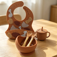 Ensemble de repas pour bébé nouveau-né avec logo personnalisé, matériau résistant à la chaleur, vaisselle non toxique, bol en silicone