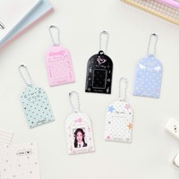 Porte-cartes photo en PVC à pois Kawaii en gros, pochette pour photos d'identité de 1 et 2 pouces, sac pour photocartes Kpop avec chaîne de perles