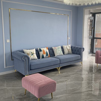 Canapé Chesterfield gonflable trois places en tissu PU, style luxe léger américain, tendance INS