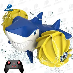 2 In 1 Land And Water Remote Control Shark Car Toy Amphibious Water Car RC Stunt Boat For Kids Rotating RC Stunt Car