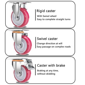 <span class=keywords><strong>Ruedas</strong></span> universales de alta resistencia, <span class=keywords><strong>base</strong></span> de rueda de PU silenciosa <span class=keywords><strong>con</strong></span> freno, carro plano Universal 4 5 6 8 pulgadas - Product Image 5