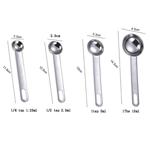 Gıda sınıfı paslanmaz çelik 0.62ml 1.25ml 2.5ml 5ml 7.5ml 15ml ölçüm kuru ve sıvı maddeler ölçüm kaşığı takımı - Product Image 5