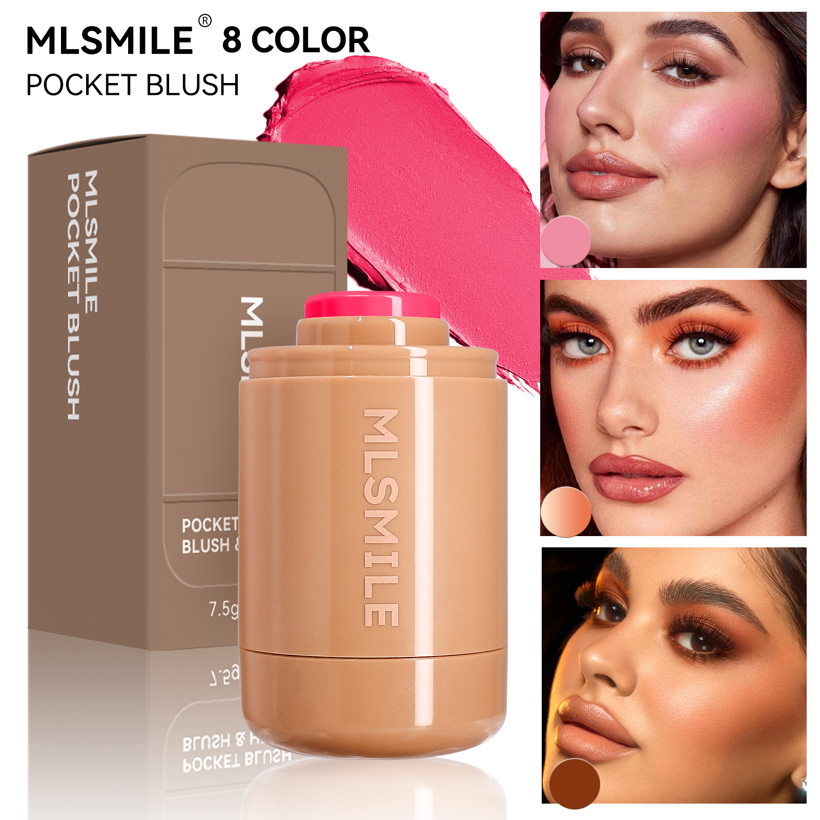 MLSMILE Blushes водонепроницаемый Одноместный Гладкий румяна крем с высоким пигментом Румяна частная этикетка