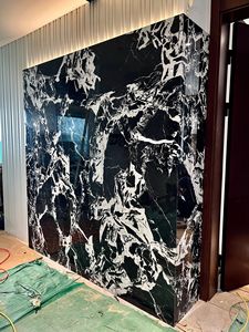 <span class=keywords><strong>Marmo</strong></span> nero di lusso naturale Modulare venature bianche <span class=keywords><strong>cucina</strong></span> bagno parete vanità superiore superiore lato posteriore Splash lastre piastrelle - Product Image 2