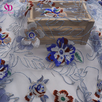 Tissu en dentelle fine brodée de style européen et américain pour robe de mariée, robe de soirée, accessoires, coloré, léger, 100% polyester