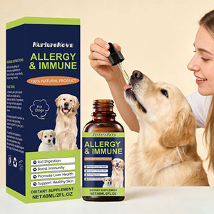 Gouttes contre les allergies chez le chien, complément immunitaire 100% naturel <span class=keywords><strong>pour</strong></span> les allergies saisonnières, les démangeaisons cutanées, la digestion et la santé du foie - Product Image 3