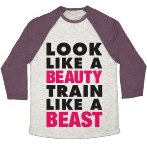 Look Like a Beauty, Train Like a Beast Unisex Tri-Blend <b>Baseball</b> <b>Tee</b> - Product Image 4