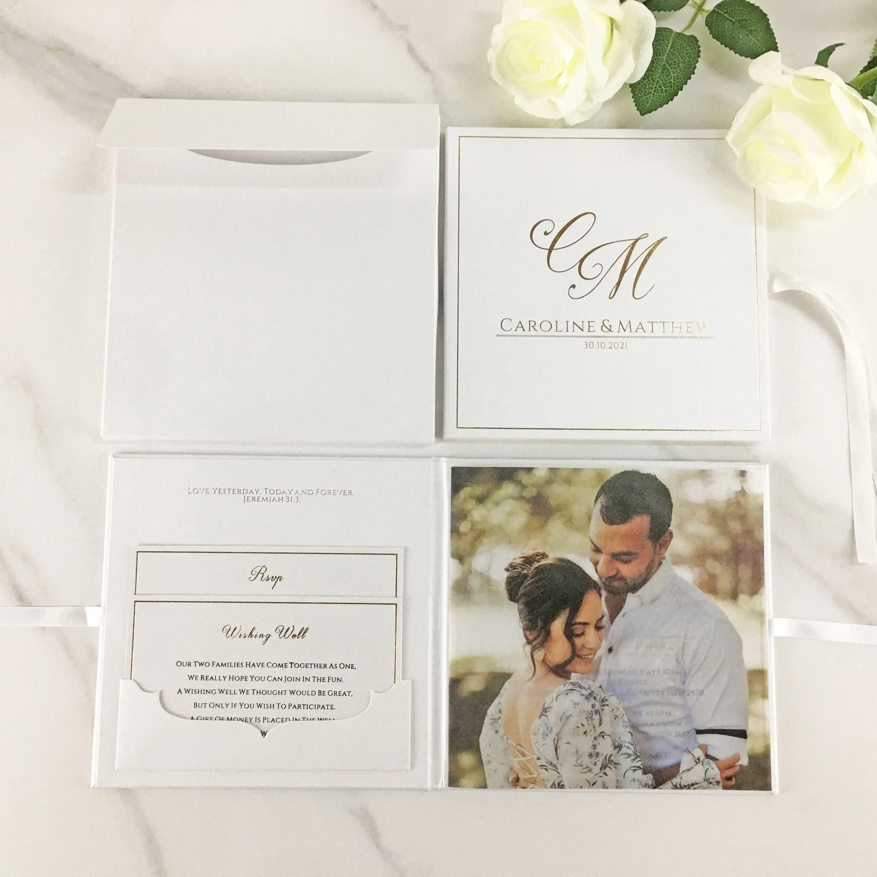 Latest Arrival Gorgeous Hardcover Wedding Invitation Cards with Custom Printing Couple Photos