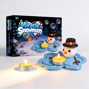<span class=keywords><strong>Kit</strong></span> de fabrication de bougeoirs en argile auto-durcissante Miracle Snowman pour enfants de 3 ans et plus, cadeau artisanal de Noël avec bougie chauffe-plat, ensemble d'activités artistiques en famille - Product Image 1