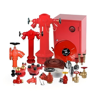 Armoire murale rouge pour tuyau d'incendie avec raccords de vanne de sol et support de tuyau en toile pour bâtiments