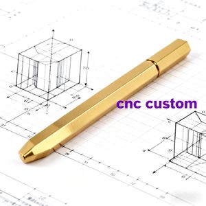 Services d'usinage CNC Production personnalisée par votre conception cylindre de rouleau de dessin stylo en laiton de cuivre fait à la main stylo en laiton hexagone - Product Image 3