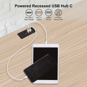 Văn Phòng Bàn Sofa Cạnh Giường Ngủ Powered <span class=keywords><strong>USB</strong></span> C Hub Ổ Cắm Lõm <span class=keywords><strong>USB</strong></span> C Power Strip Outlet Với Sạc Nhanh 4 Cổng <span class=keywords><strong>USB</strong></span> - Product Image 6