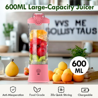 Hoge kwaliteit elektrische draagbare waterdichte sapcentrifuge 600ml 6 roestvrijstalen messen USB oplaadbaar smoothie buiten fruit