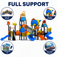 SageDelightRides Aire de jeux aquatique commerciale avec toboggan double spirale, tunnel rampant, escaliers et rampes pour enfants en LLDPE, vente en gros