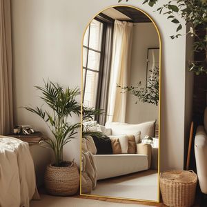 Miroir sur pied moderne personnalisable avec cadre en aluminium cintré pour chambres, salons et dressing - Product Image 4