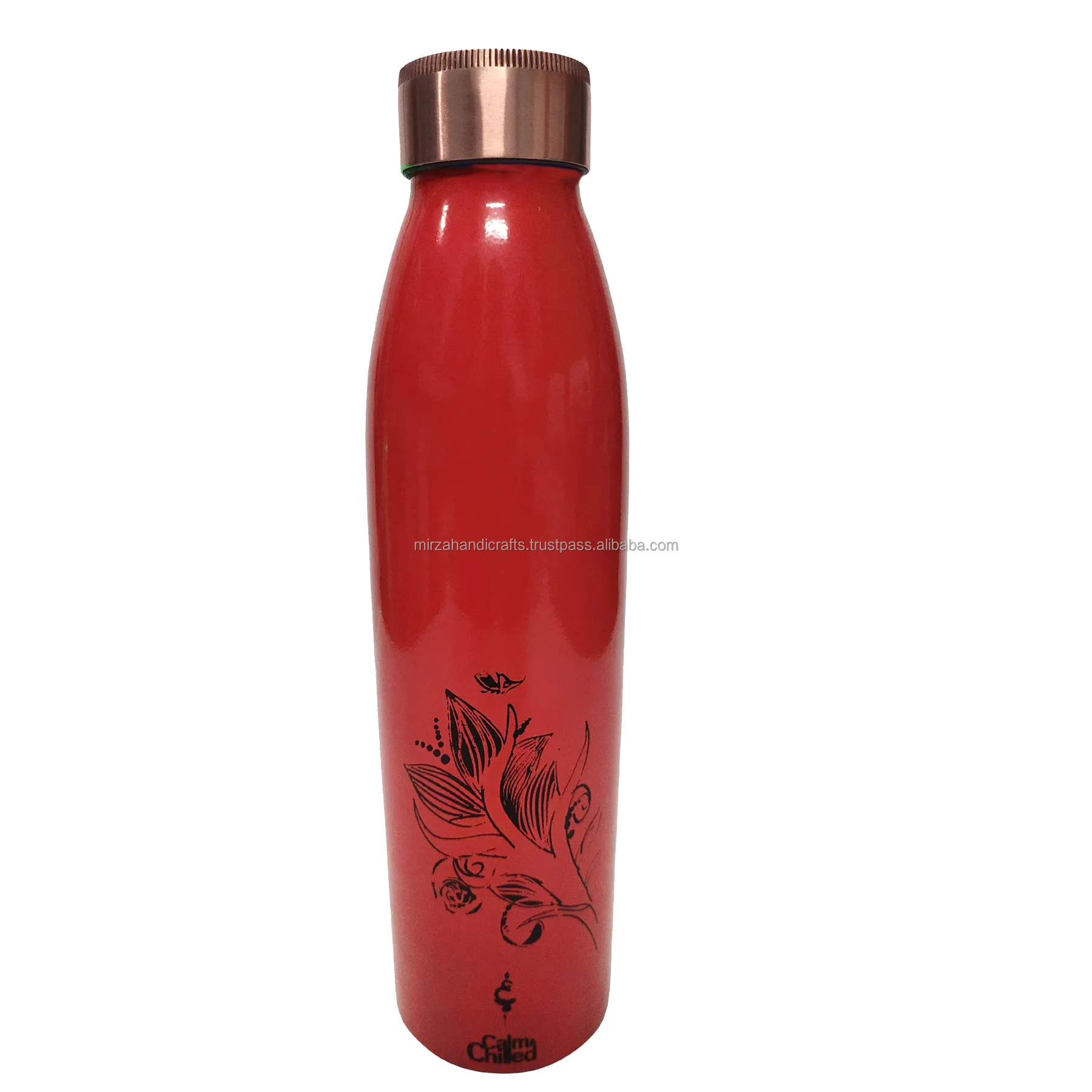 Botella de agua de cobre puro para Yoga, recipiente moderno de Color rojo con junta, sin Ayurveda