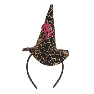 Diadema Sombrero de bruja Banda de aro Sombreros Telaraña para disfraz de fiesta de Halloween Niñas Niños Mujeres Mini Sombrero de copa Decoración de diadema - Product Image 2