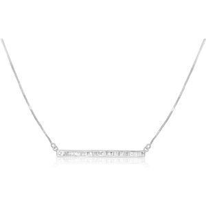 Baguette Cut White Diamond Pendant Necklace 925 Sterling Silver Rhodium Plated 0.59 Cttw G Color Trendy Women's Everyday Wear - Product Image 2