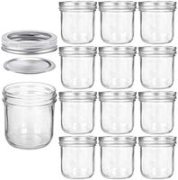 Bocal en verre de 10 oz pour le stockage des aliments ménagers disponible avec couvercle fendu en deux pièces et bande ou une pièce emballée dans un carton