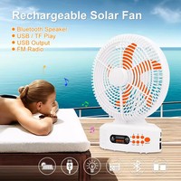 Table de gril en métal de 12 pouces LED ventilateurs électriques solaires avec 5 lames rechargeables avec technologie de panneau solaire
