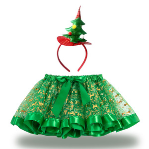 Новинка 2026: Новогоднее детское платье с принтом для девочек, пышная юбка с шляпкой и повязкой на голову, тюлевая юбка-пачка - Product Image 4