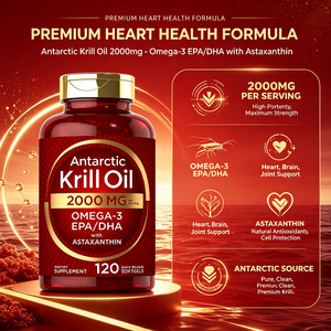 Aceite de <span class=keywords><strong>Krill</strong></span> Antártico 2000mg, 120 Cápsulas Blandas, Omega-3 EPA DHA con Astaxantina, Sin Gluten, Suplemento Dietético para la Salud del Corazón y el Cerebro - Product Image 2