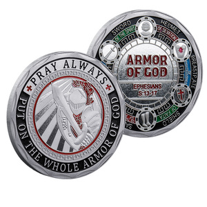 Moneda Conmemorativa <span class=keywords><strong>de</strong></span> Metal con Temática Religiosa, Moneda <span class=keywords><strong>de</strong></span> Recuerdo <span class=keywords><strong>de</strong></span> Caballero del Armadura <span class=keywords><strong>de</strong></span> <span class=keywords><strong>Dios</strong></span>, Grabada por Ambos Lados - Product Image 4