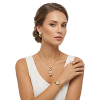 Nouveaux ensembles de bijoux en acier inoxydable 316L plaqué or géométrique pour femmes, vente en gros par les fabricants (colliers, bracelets, bagues, boucles d'oreilles)